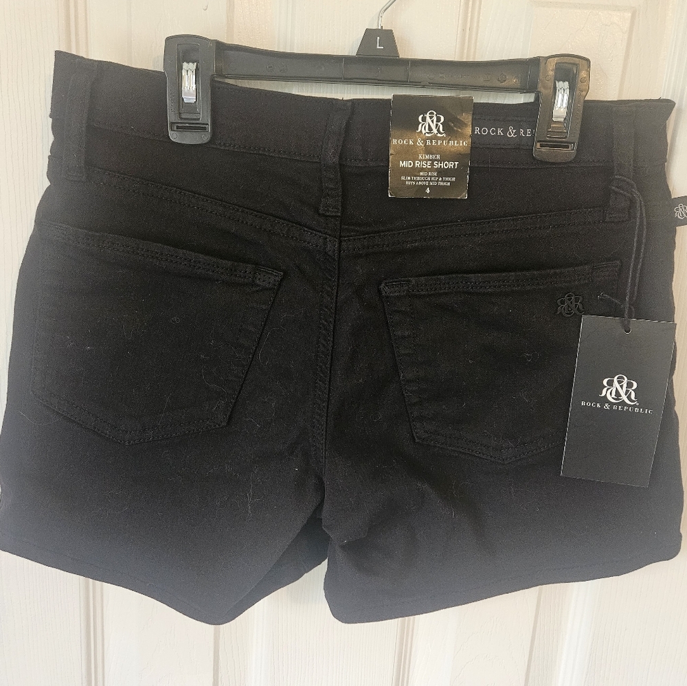 Rock & Republic Black Denim Shorts, SIZE 4, NW